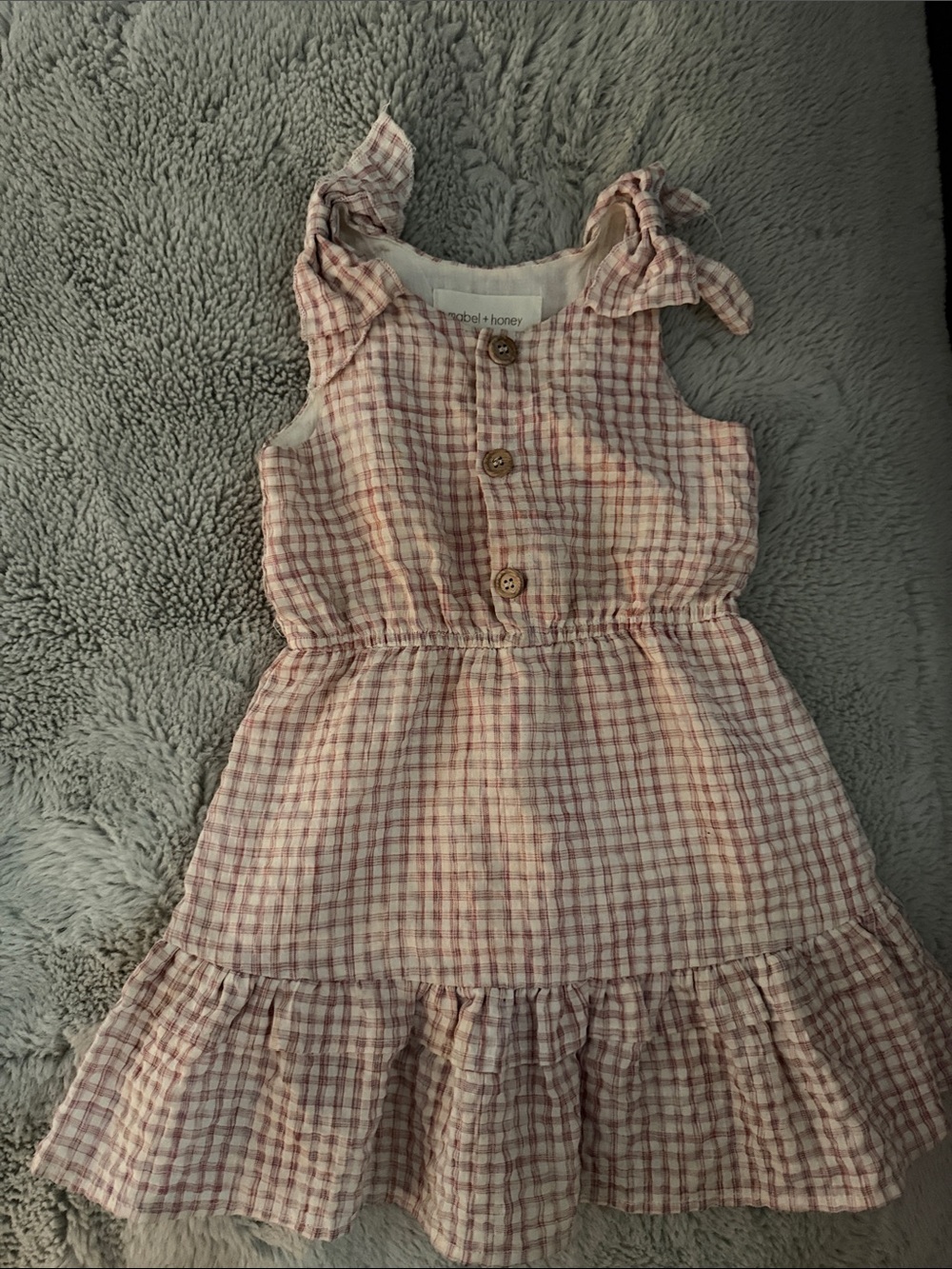 Pink Gingham Tie-Shoulder Sundress for Girls